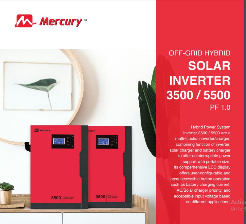 Mercury Solar Hybrid Inverter 3.5KVA and 5.5KVA User Manual