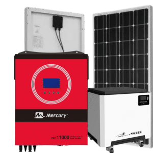 Mercury 11kVA Solar Hybrid Inverter MPPT 48V with 12kWh Lithium Battery and Solar Panels System