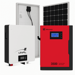 Mercury 3.5kVA Solar Hybrid Inverter with 5kWh Lithium Battery & 8x 450W Mono Panels